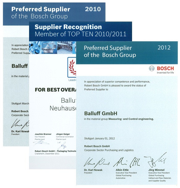 Bosch tredje erkännande av Balluff.